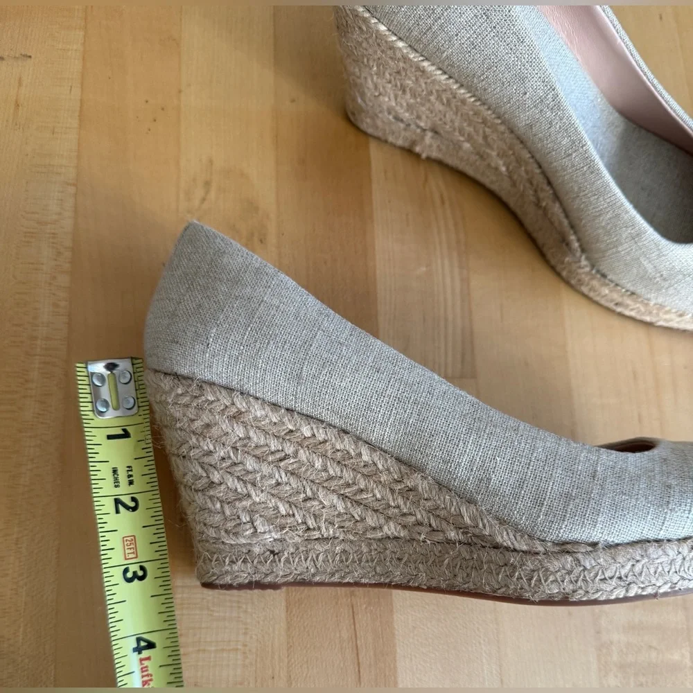 NEW* J. Crew Seville Espadrilles Wedges Shoes Beige Linen Gold Metallic 8.5